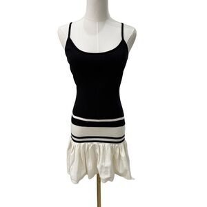 Meshki Black and White Sleeveless Knit Mini Dress | Size M